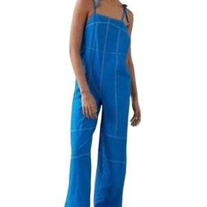 Urban Outfitters Harley Linen Backless Tie Overalls